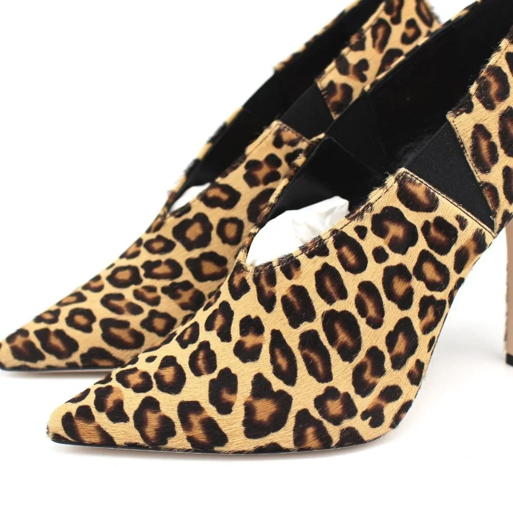Tamara Mellon Leopard Print Calf Hair Stiletto Heel Pointed Pumps 37 NEW Pony